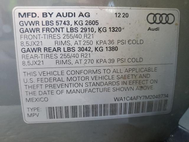 WA1C4AFY7M2048734 - 2021 AUDI SQ5 PRESTIGE GRAY photo 13