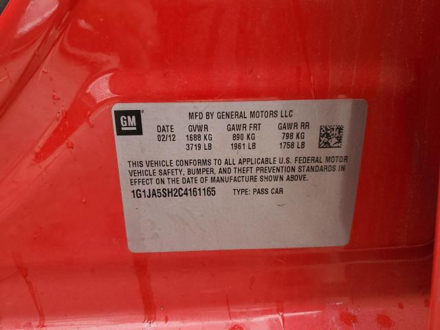 1G1JA5SH2C4161165 - 2012 CHEVROLET SONIC LS RED photo 12