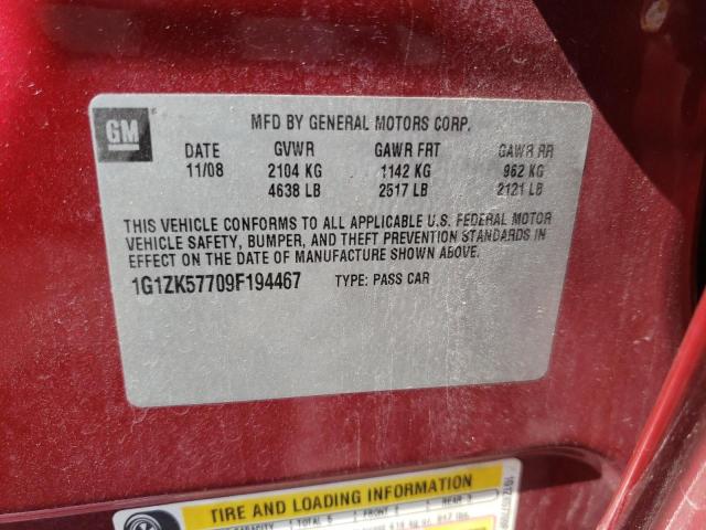 1G1ZK57709F194467 - 2009 CHEVROLET MALIBU LTZ 红色 照片 12