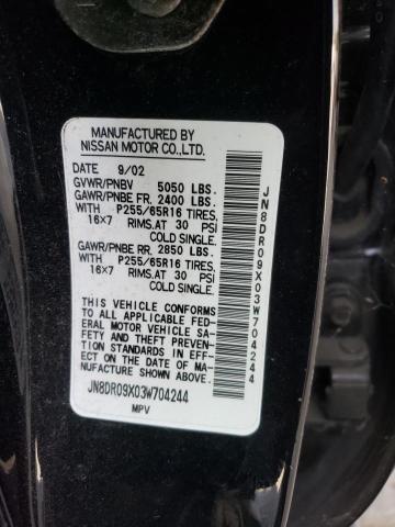 JN8DR09X03W704244 - 2003 NISSAN PATHFINDER LE BLACK photo 12