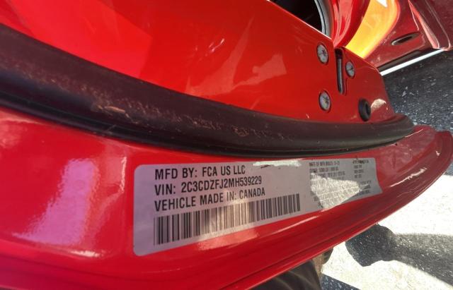 2C3CDZFJ2MH539229 - 2021 DODGE CHALLENGER R/T SCAT PACK ORANGE photo 10