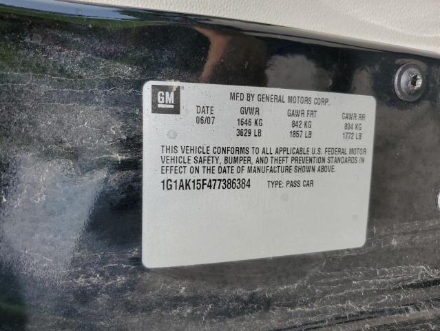 1G1AK15F477386384 - 2007 CHEVROLET COBALT LS BLACK photo 12