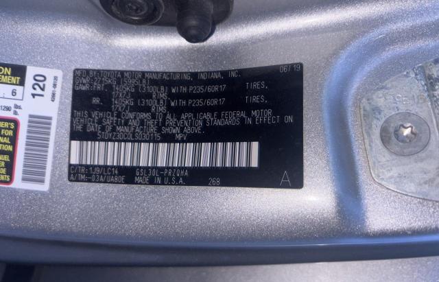 5TDYZ3DC0LS030115 - 2020 TOYOTA SIENNA XLE 灰色 照片 10