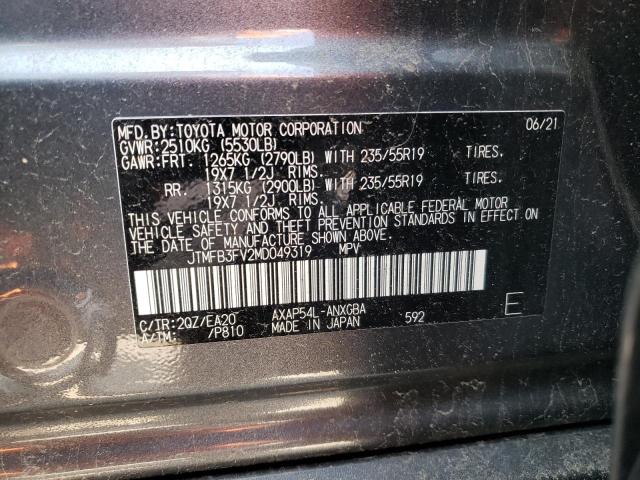 JTMFB3FV2MD049319 - 2021 TOYOTA RAV4 PRIME XSE GRAY photo 13