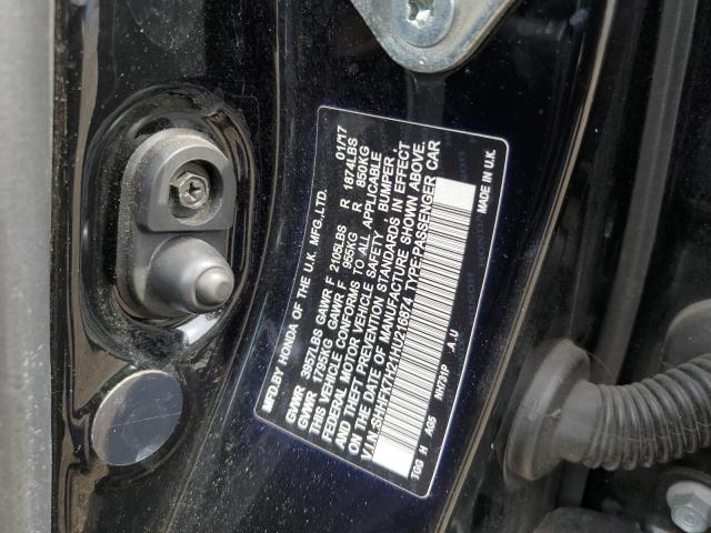 SHHFK7H21HU216874 - 2017 HONDA CIVIC LX BLACK photo 12