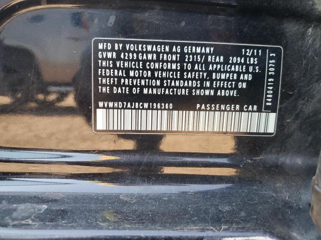 WVWHD7AJ8CW196360 - 2012 VOLKSWAGEN GTI BLACK photo 12