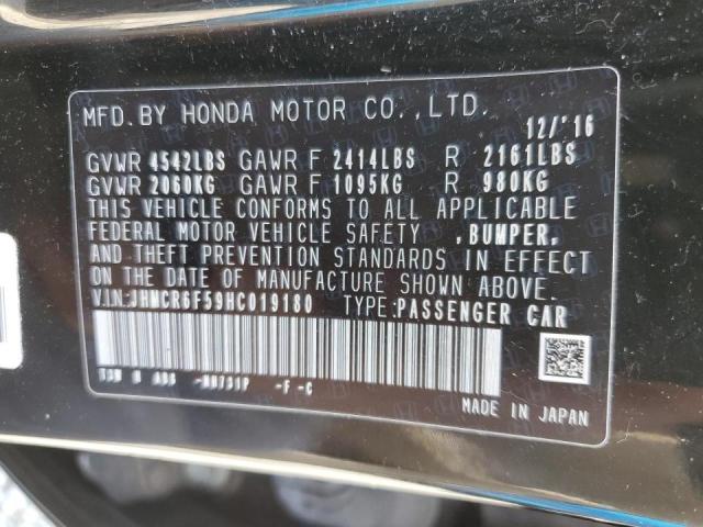 JHMCR6F59HC019180 - 2017 HONDA ACCORD HYBRID EXL BLACK photo 12