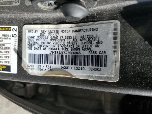 1NXBR32E57Z926045 - 2007 TOYOTA COROLLA CE GRAY photo 12