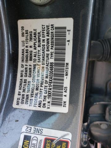 19XFA1F6XAE004686 - 2010 HONDA CIVIC LX-S Grafit foto 12