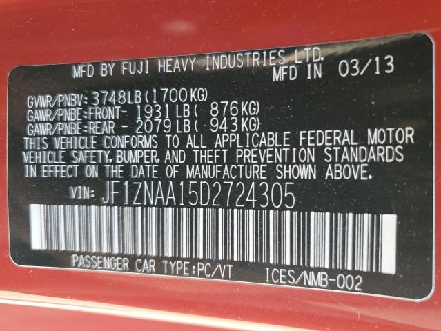 JF1ZNAA15D2724305 - 2013 TOYOTA SCION FR-S 红色 照片 13