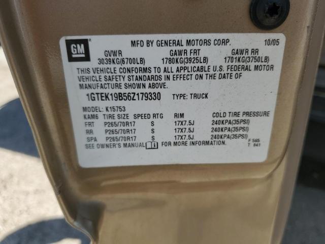 1GTEK19B56Z179330 - 2006 GMC NEW SIERRA K1500 TAN photo 13