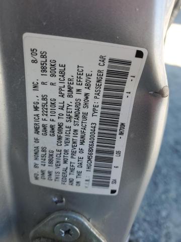 1HGCM568X6A000443 - 2006 HONDA ACCORD EX SILVER photo 13