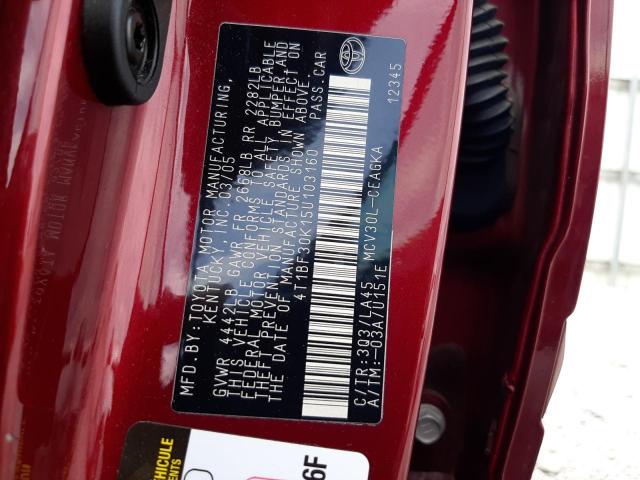 4T1BF30K15U103160 - 2005 TOYOTA CAMRY LE RED photo 13