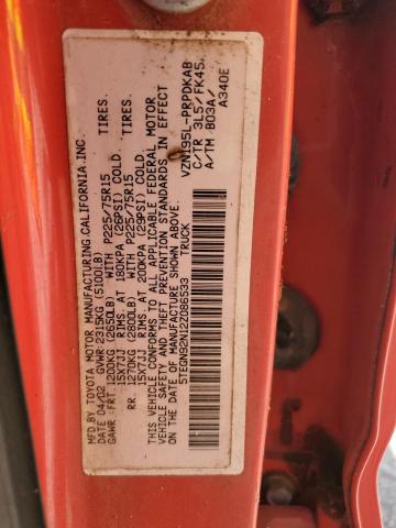 5TEGN92N12Z086533 - 2002 TOYOTA TACOMA DOUBLE CAB PRERUNNER RED photo 12