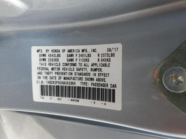 1HGCR3F90HA042864 - 2017 HONDA ACCORD TOURING GRAY photo 13