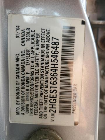 2HGES16364H546487 - 2004 HONDA CIVIC DX VP Gümüş foto 12
