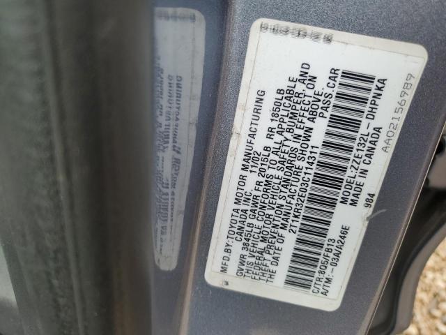 2T1KR32E03C114311 - 2003 TOYOTA COROLLA MA XR BLUE photo 12