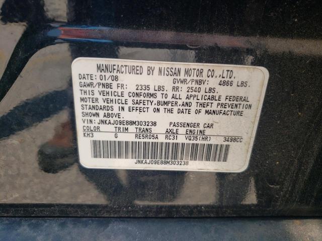 JNKAJ09E88M303238 - 2008 INFINITI EX35 BASE შავი ფოტო 12