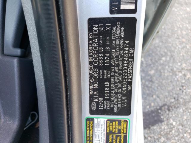 KNADE223396489474 - 2009 KIA RIO BASE SILVER photo 13