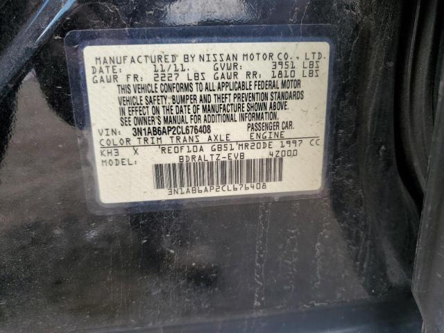 3N1AB6AP2CL676408 - 2012 NISSAN SENTRA 2.0 BLACK photo 12