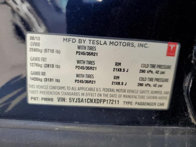 5YJSA1CNXDFP17211 - 2013 TESLA MODEL S Mavi foto 12