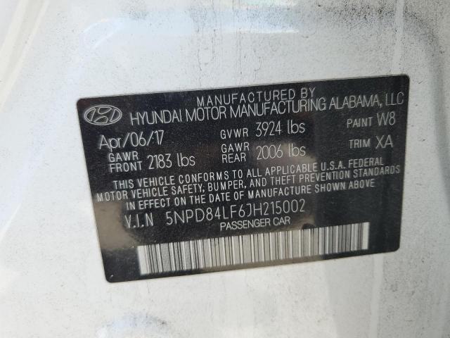 5NPD84LF6JH215002 - 2018 HYUNDAI ELANTRA SEL WHITE photo 12