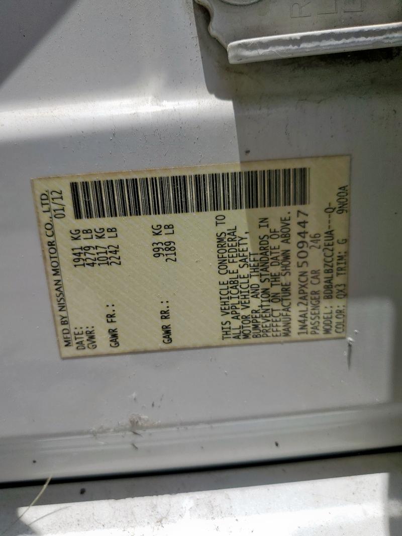 1N4AL2APXCN509447 - 2012 NISSAN ALTIMA BASE WHITE photo 12