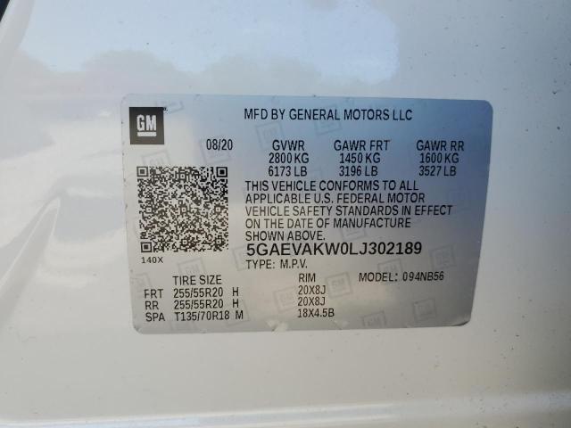 5GAEVAKW0LJ302189 - 2020 BUICK ENCLAVE ESSENCE თეთრი ფოტო 14