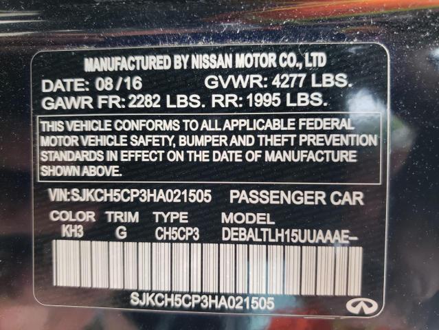 SJKCH5CP3HA021505 - 2017 INFINITI QX30 BASE BLACK photo 13