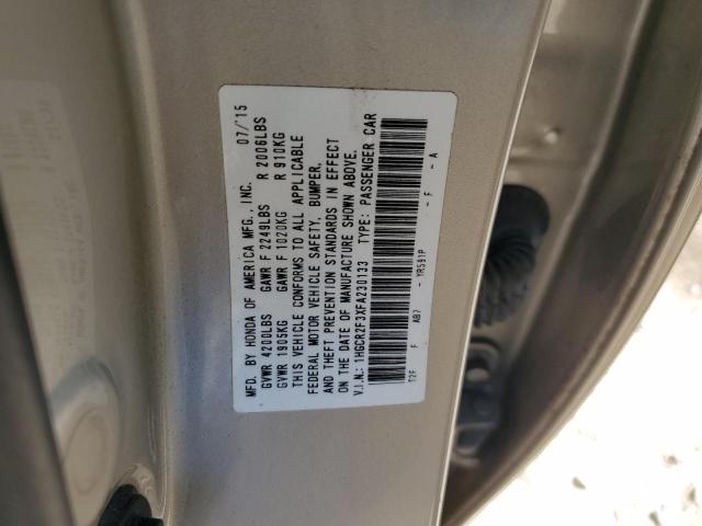 1HGCR2F3XFA230133 - 2015 HONDA ACCORD LX TAN photo 12