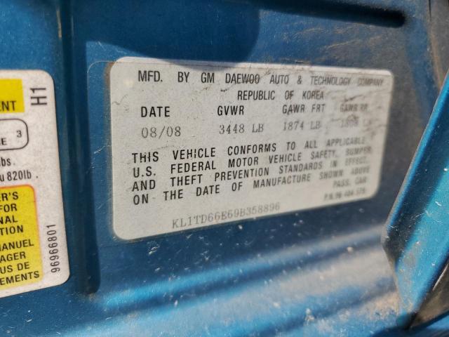 KL1TD66E69B358896 - 2009 CHEVROLET AVEO LS Mavi foto 12