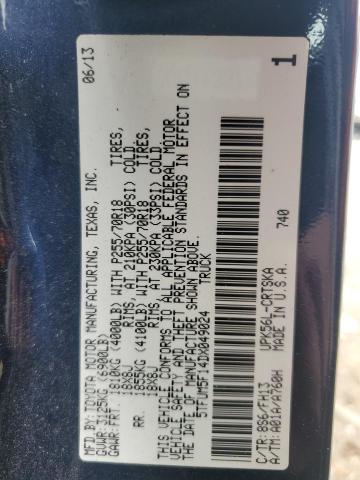 5TFUM5F14DX049024 - 2013 TOYOTA TUNDRA DOUBLE CAB SR5 BLUE photo 12