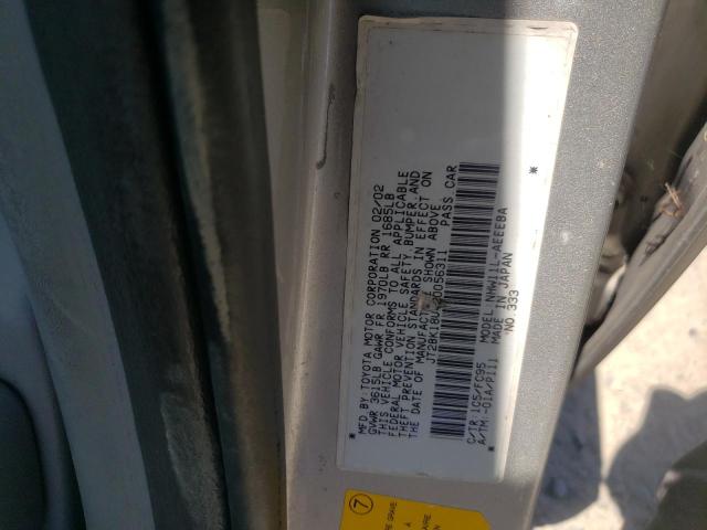 JT2BK18U420056311 - 2002 TOYOTA PRIUS SILVER photo 12