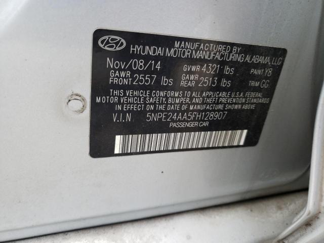 5NPE24AA5FH128907 - 2015 HYUNDAI SONATA ECO SILVER photo 12