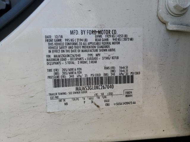 MAJ6S3GL0KC267040 - 2019 FORD ECOSPORT SE 白色 照片 13