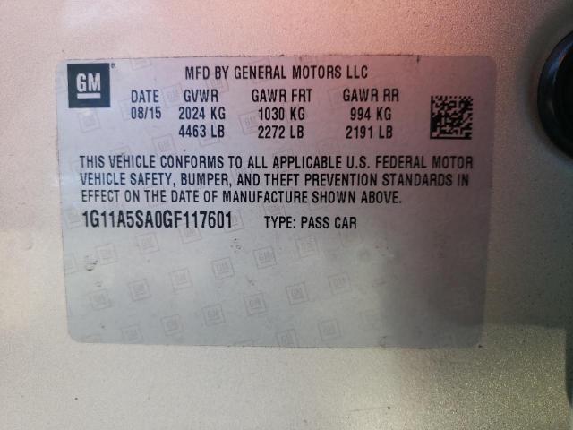 1G11A5SA0GF117601 - 2016 CHEVROLET MALIBU LIM LS 米色 照片 10