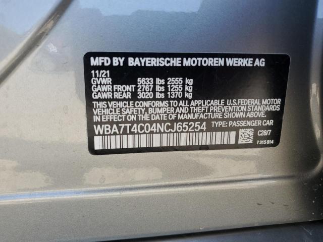 WBA7T4C04NCJ65254 - 2022 BMW 740 XI SILVER photo 12