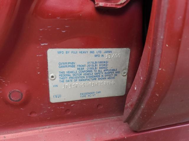 JF1SF65691H758466 - 2001 SUBARU FORESTER S RED photo 12