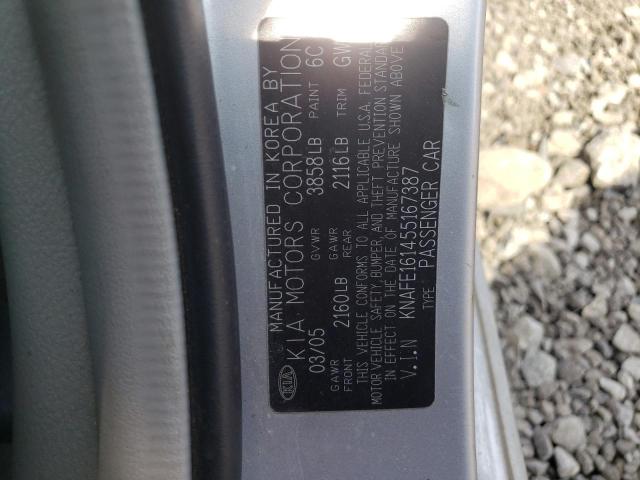 KNAFE161455167387 - 2005 KIA SPECTRA5 SILVER photo 12