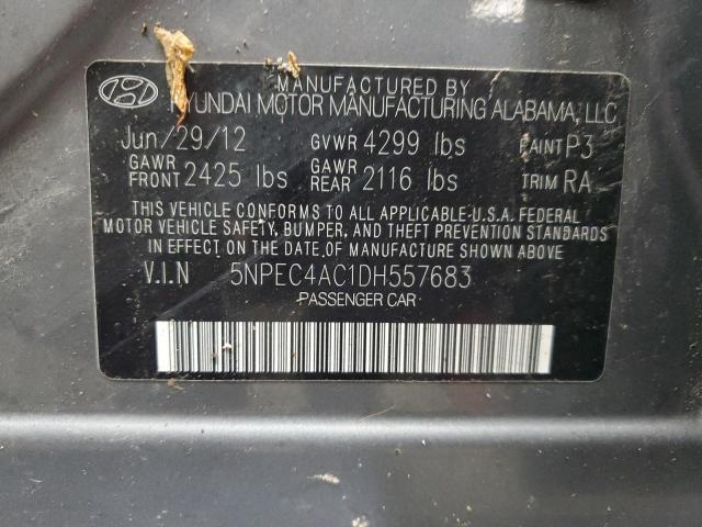 5NPEC4AC1DH557683 - 2013 HYUNDAI SONATA SE GRAY photo 12