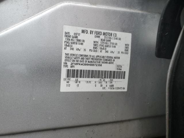 2FMPK4G99HBB72358 - 2017 FORD EDGE SE SILVER photo 13