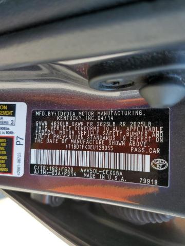 4T1BD1FK0EU129055 - 2014 TOYOTA CAMRY HYBRID CHARCOAL photo 12