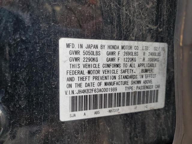 JH4KB2F63AC001989 - 2010 ACURA RL BLACK photo 12