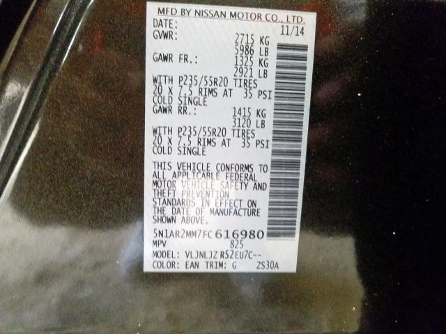 5N1AR2MM7FC616980 - 2015 NISSAN PATHFINDER S  照片 10