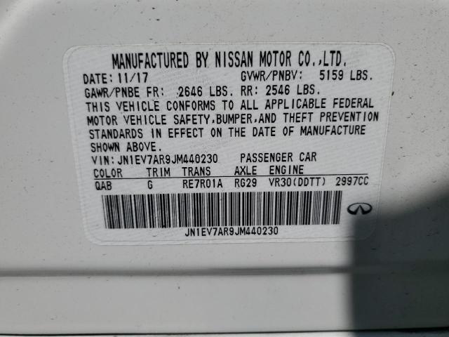 JN1EV7AR9JM440230 - 2018 INFINITI Q50 LUXE WHITE photo 12