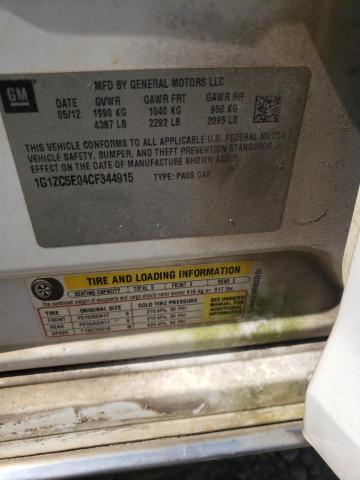 1G1ZC5E04CF344915 - 2012 CHEVROLET MALIBU 1LT 白色 照片 12