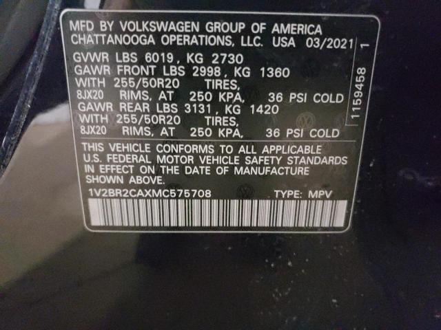 1V2BR2CAXMC575708 - 2021 VOLKSWAGEN ATLAS SEL BLACK photo 13