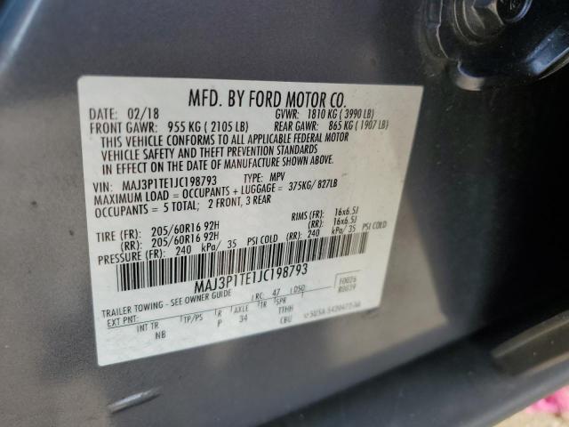 MAJ3P1TE1JC198793 - 2018 FORD ECOSPORT SE SILVER photo 14