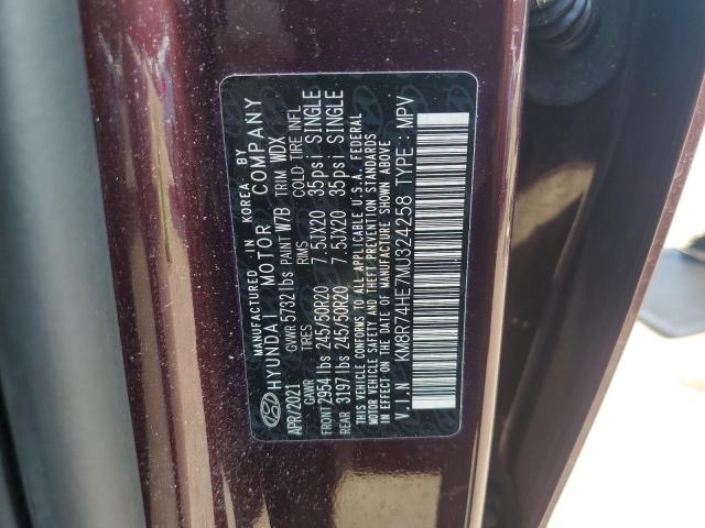 KM8R74HE7MU324258 - 2021 HYUNDAI PALISADE CALLIGRAPHY MAROON photo 14