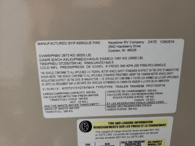 4YDT21721GT415614 - 2016 KEYSTONE PASSPORT TAN photo 10
